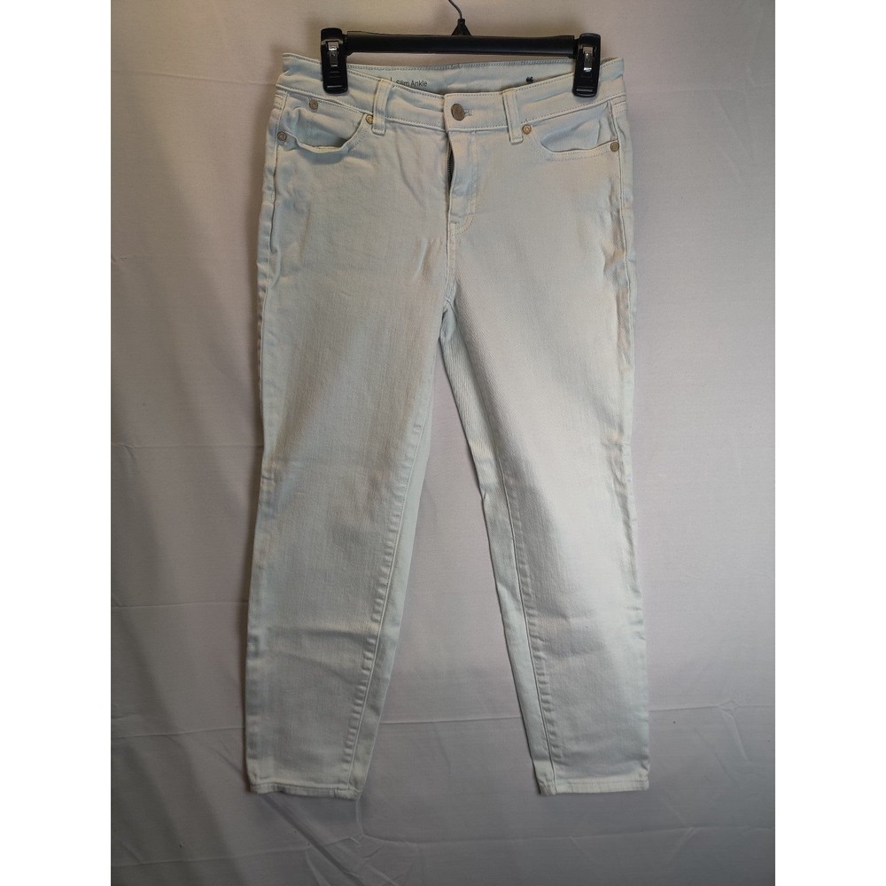 Talbots Flawless Slim Ankle Womens Stretch Light Wash White Sz 4P Comfort